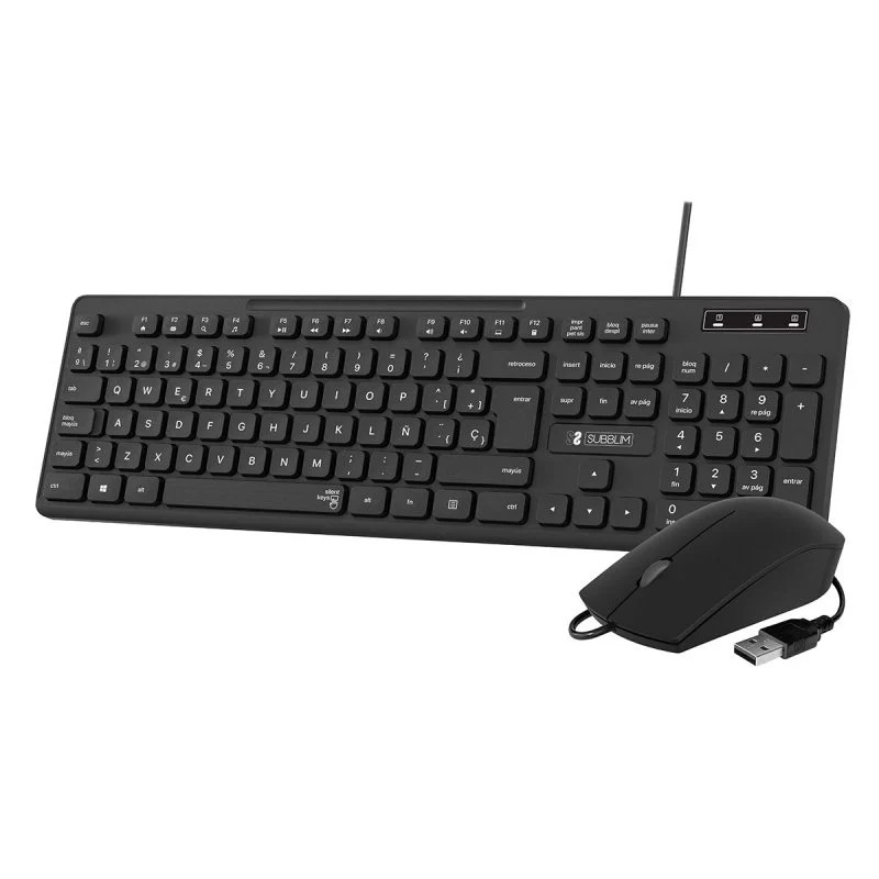 Subblim Combo Business Slim Silencioso con Cable USB - Teclado y Rato