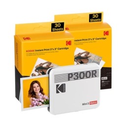 KODAK MINI 3 RETRO P300RY60 PORTABLE INSTANT PHOTO PRINTER BUNDLE 3X3