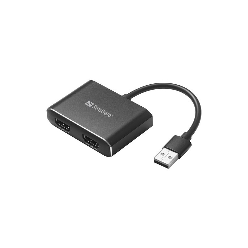 Sandberg 134-35 cavo e adattatore video USB tipo A 2 x HDMI Nero