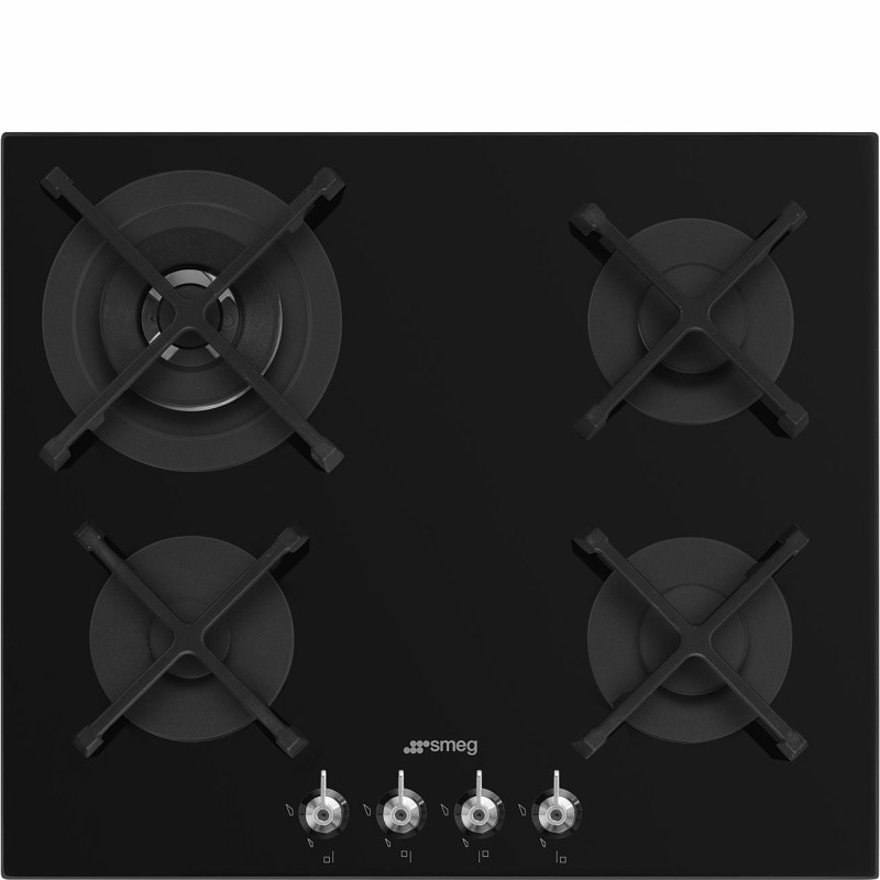 SMEG GAS HOB 4 BURNERS 60CM GLASS BLACK PV364N