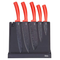 JATA SET OF 5 KNIVES AND KNIFE BOARD RED/BLACK HACC4502