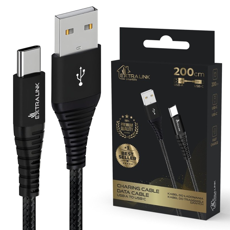 Extralink Smart Life Braided 15W USB Type-A to Type-C 2m Nero | Cavo 