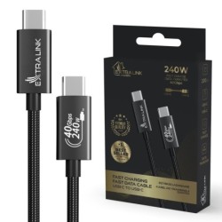 EXTRALINK SMART LIFE CABLE 240W USB-C - USB-C, 40GBPS, 200CM, NYLON B