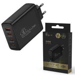 EXTRALINK SMART LIFE GAN CHARGER 100W, 3xUSB-C+USB-A, BLACK, CHARESL01