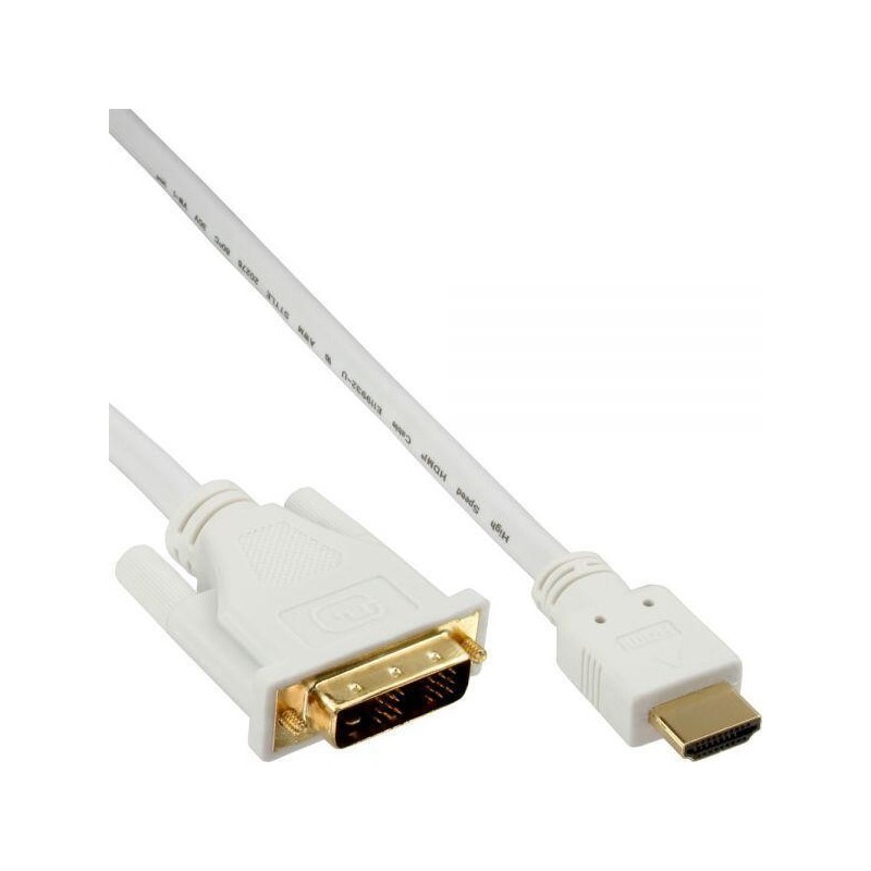 Cavo da hdmi in linea a dvi 0,5 m, contatti dorati, bianco