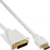 Cavo da hdmi in linea a dvi 0,5 m, contatti dorati, bianco