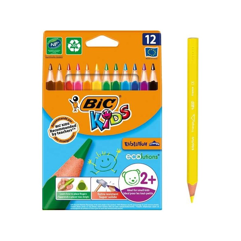 Bic Kids Evolution Triangle Confezione da 12 Triangolari Colorati Opa