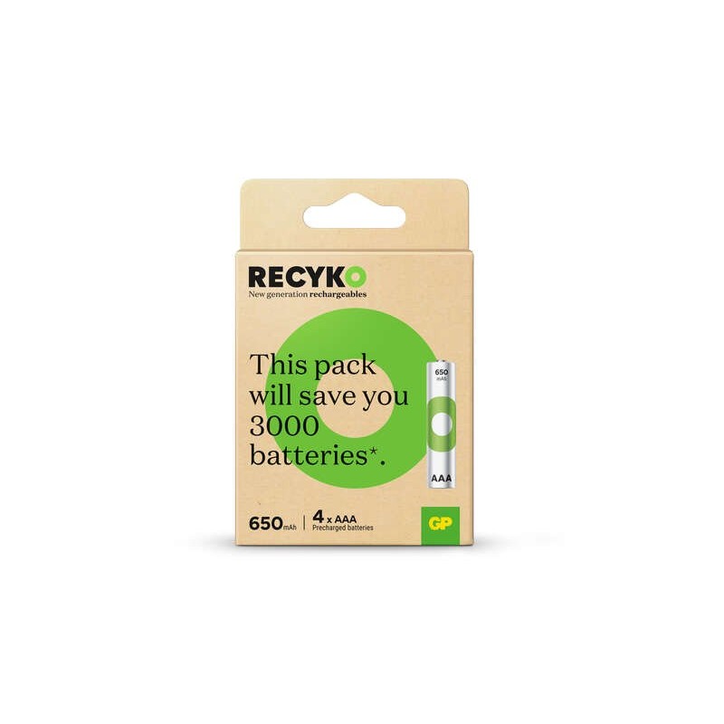 GP RECYKO confezione da 4 batterie ricaricabili 650MAH AAA 1,2 V - Pr