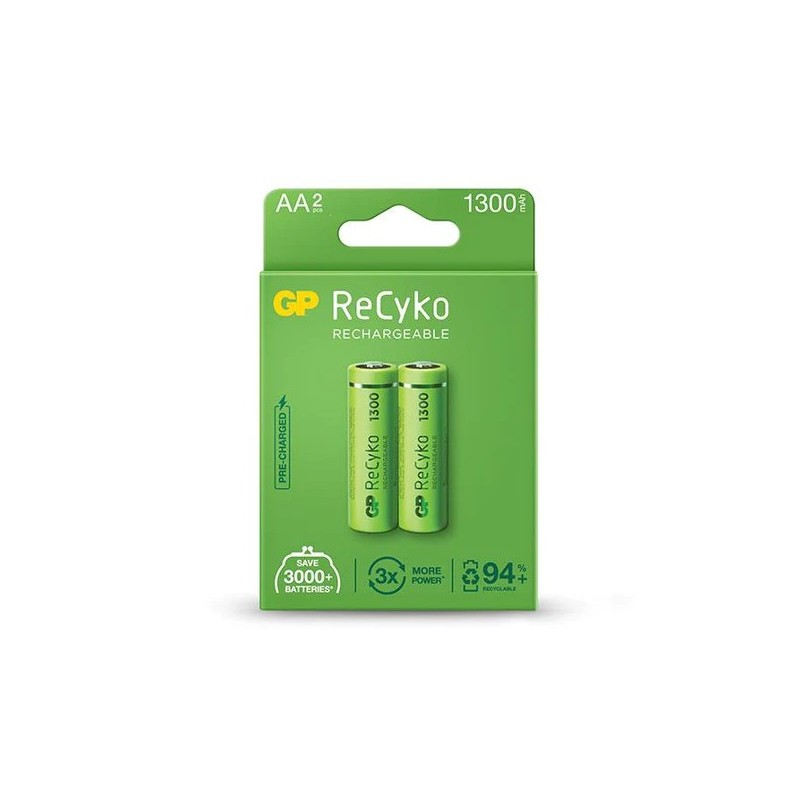 GP RECYKO confezione da 2 batterie ricaricabili 1300 mAh AA 1,2 V - P