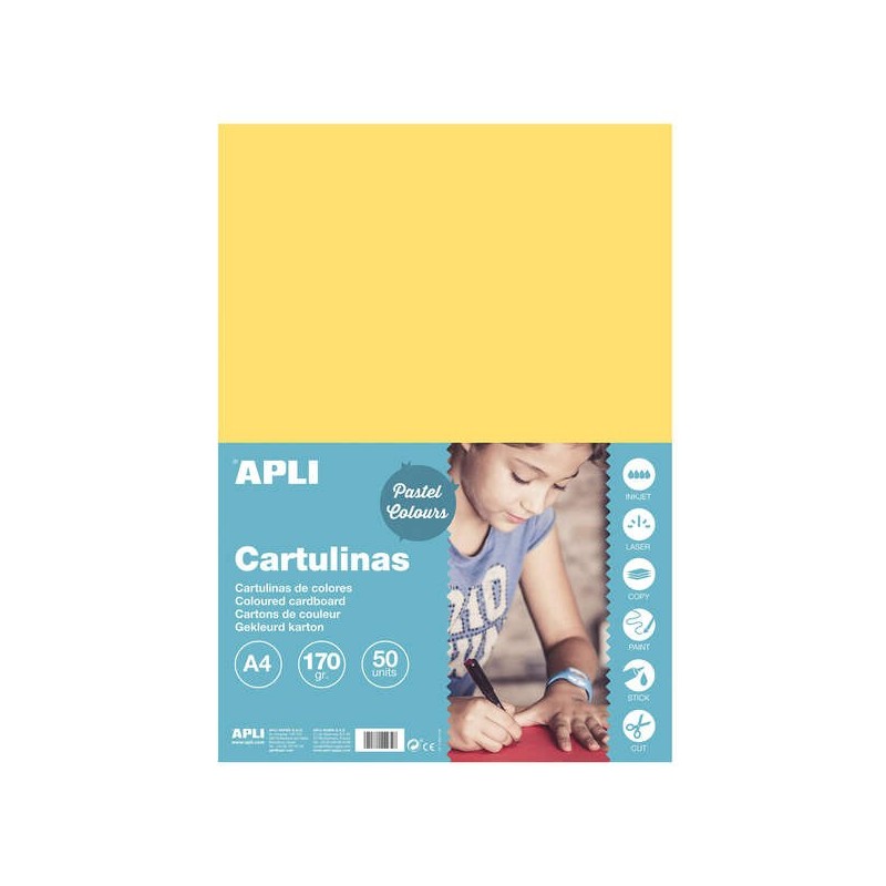 Apli Cartoncino Giallo Chiaro A4 170g 50 Fogli