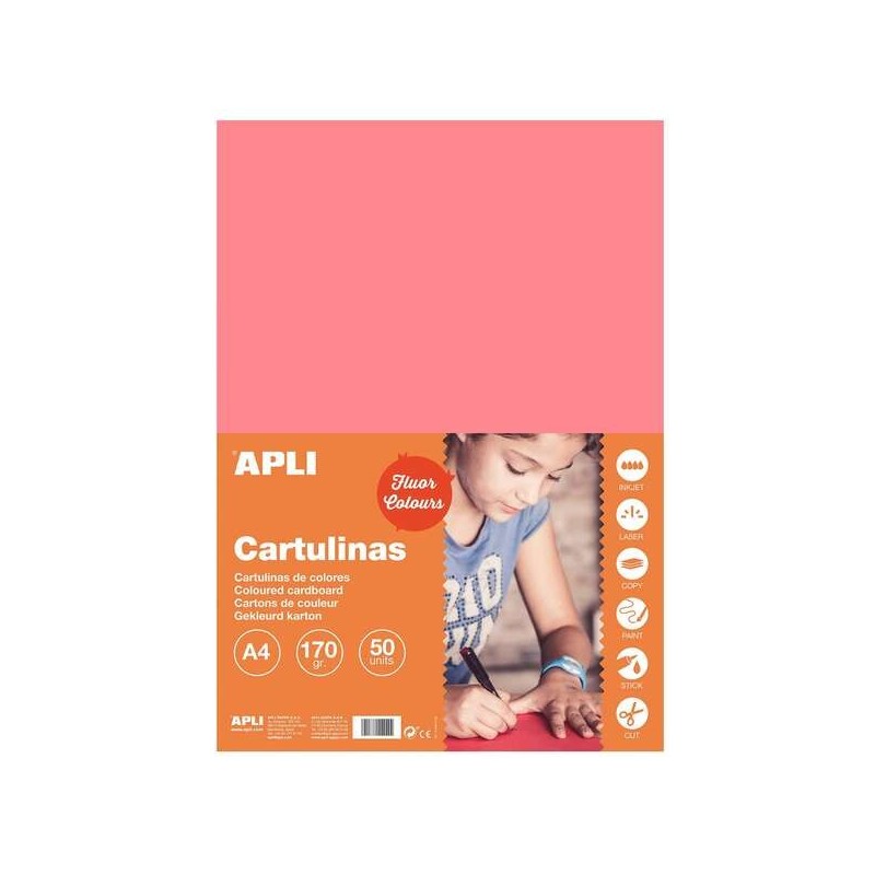 Applicazione rosa fluorescente cartoncino a4 170g 50 fogli