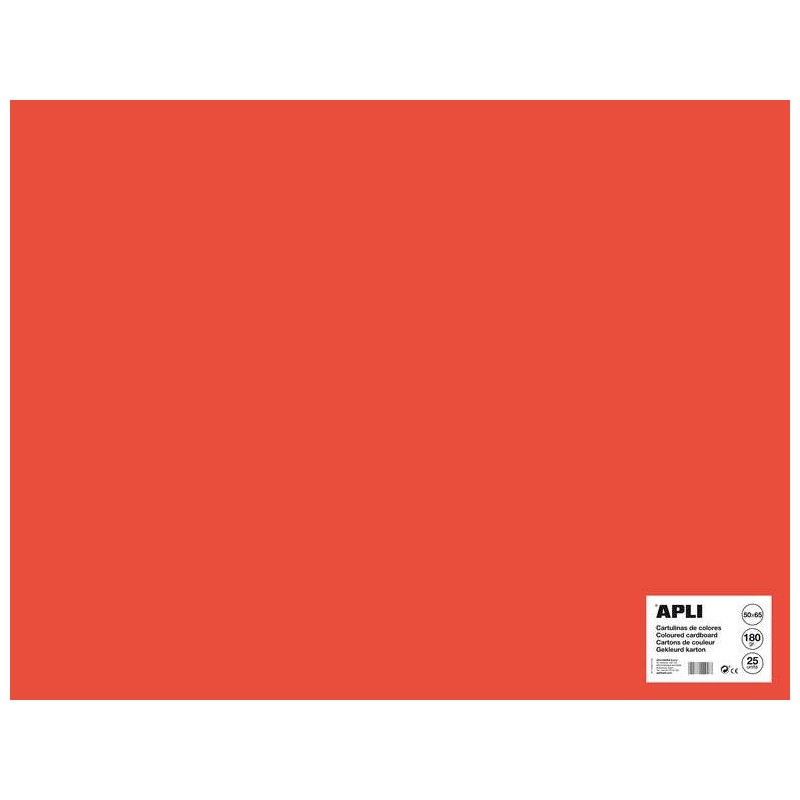 Cartoncino rosso applicato 50 x 65 cm 170G 25 fogli