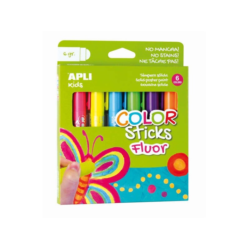 APLI Color Sicks Temperamento solido fluorescente - Confezione da 6 u