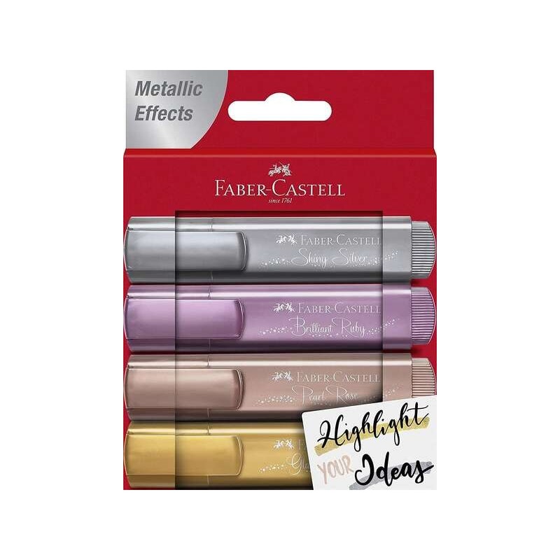 Faber-Castell Textliner 46 Metallic Pack de 4 Marcadores Fluorescente