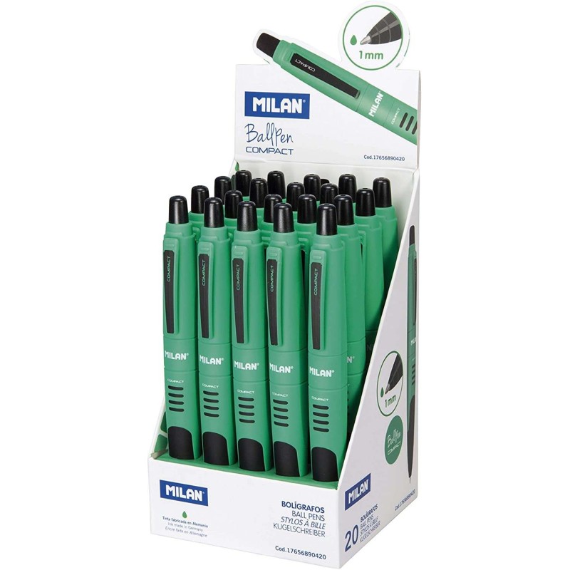 Penne retrattili Milano Compact Pens - punta tonda 1mm - corpo verde/