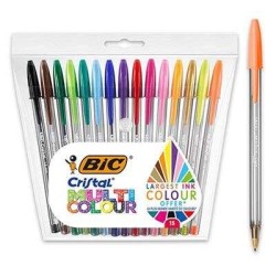 Bic Cristal Multicolor Confezione de 15 Penne a Sfera - Punta da 1.6 