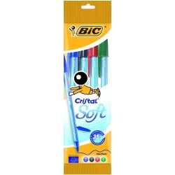 Confezione da 4 penne a sfera Bic Crystal Soft - punta media da 1,2 m