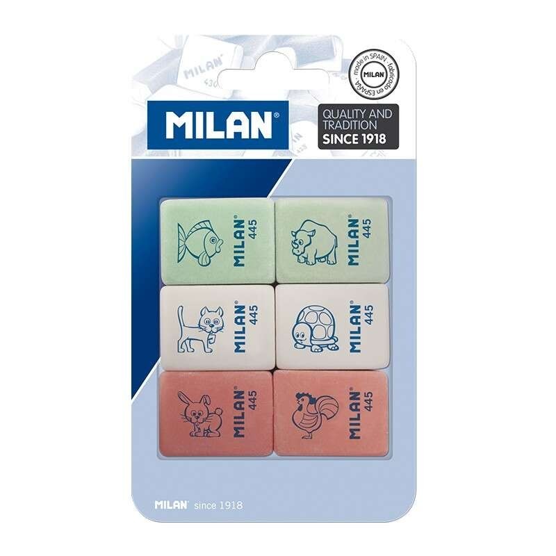 Milano 445 CANCELLATORE RETTANGOLARE 6 GOMME - Briciola di pane - mor