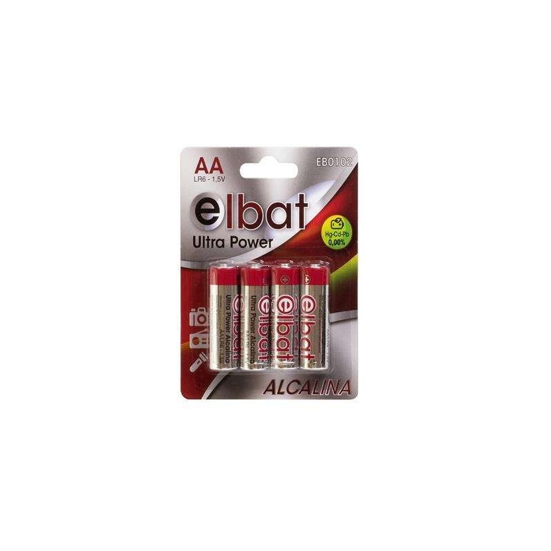 Confezione Elbat da 4 batterie alcaline LR6/AA