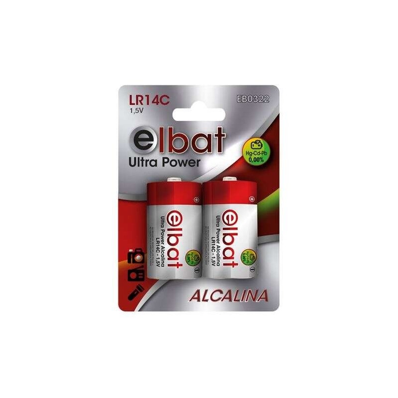 Confezione Elbat da 2 batterie alcaline LR14C