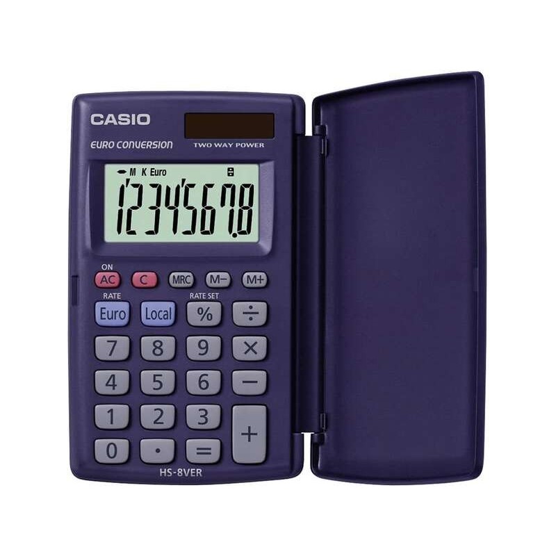 Casio HS-8VERA Calcolatrice Tascabile con Flip Cover - Display LCD Ex