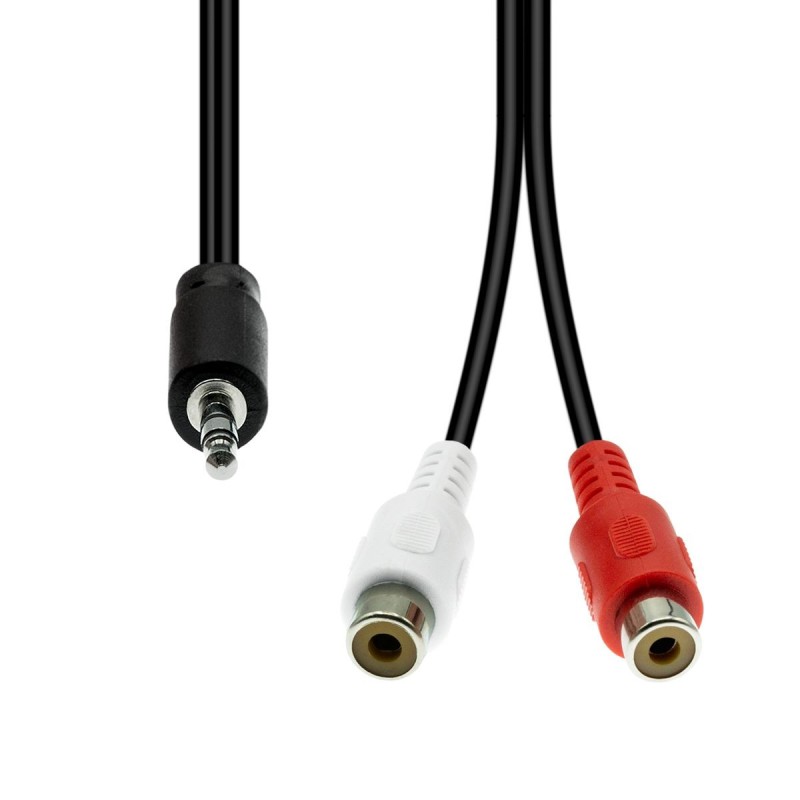 Mini-Jack 3-Pin to 2 x RCA Cable M-F Black 20cm