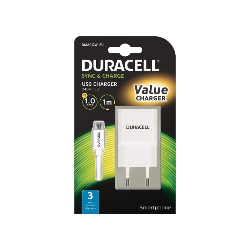 Duracell DMAC12W-EU Caricabatterie per dispositivi mobili Bianco Dur