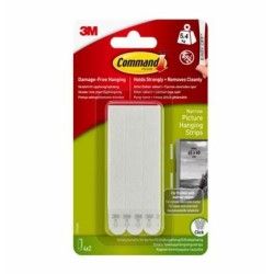 3M Command Picture Hanging Strips Narrow White Pack 4 17207