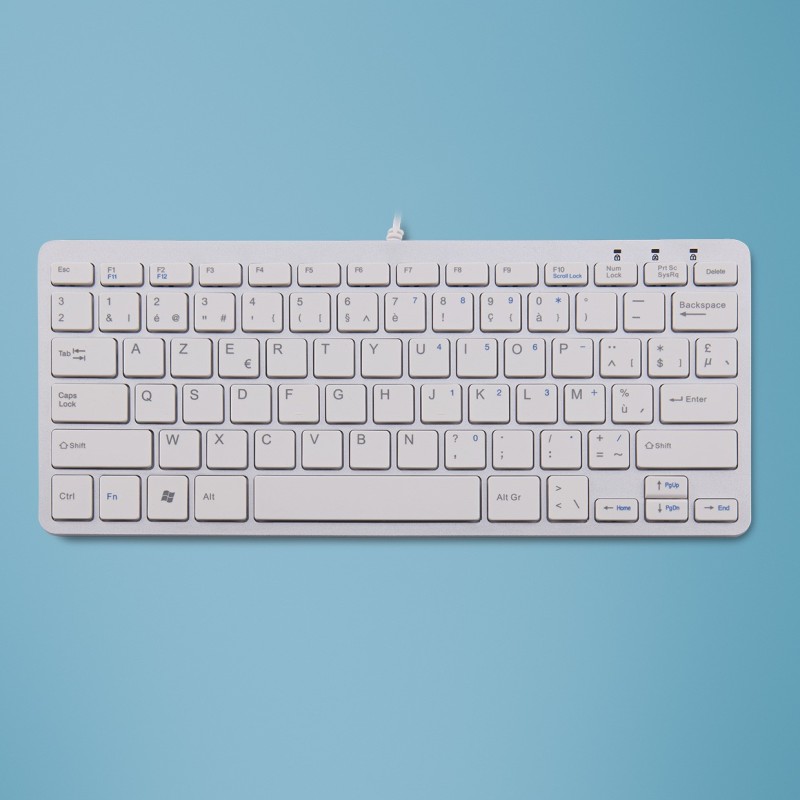 R-Go Tools R-Go Tastiera Compatta, AZERTY (BE), bianco, cablata