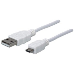 Manhattan 323987 cavo USB 1 m USB 2.0 USB A Micro-USB B Bianco