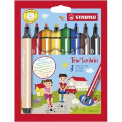 STABILO Trio Scribbi marcatore Vivido Multicolore 8 pz (STABILO Scrib