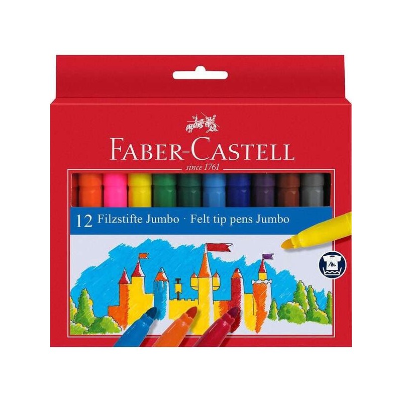 Faber-Castell Jumbo Confezione da 12 Pennarelli Punta Spessa - Inchio