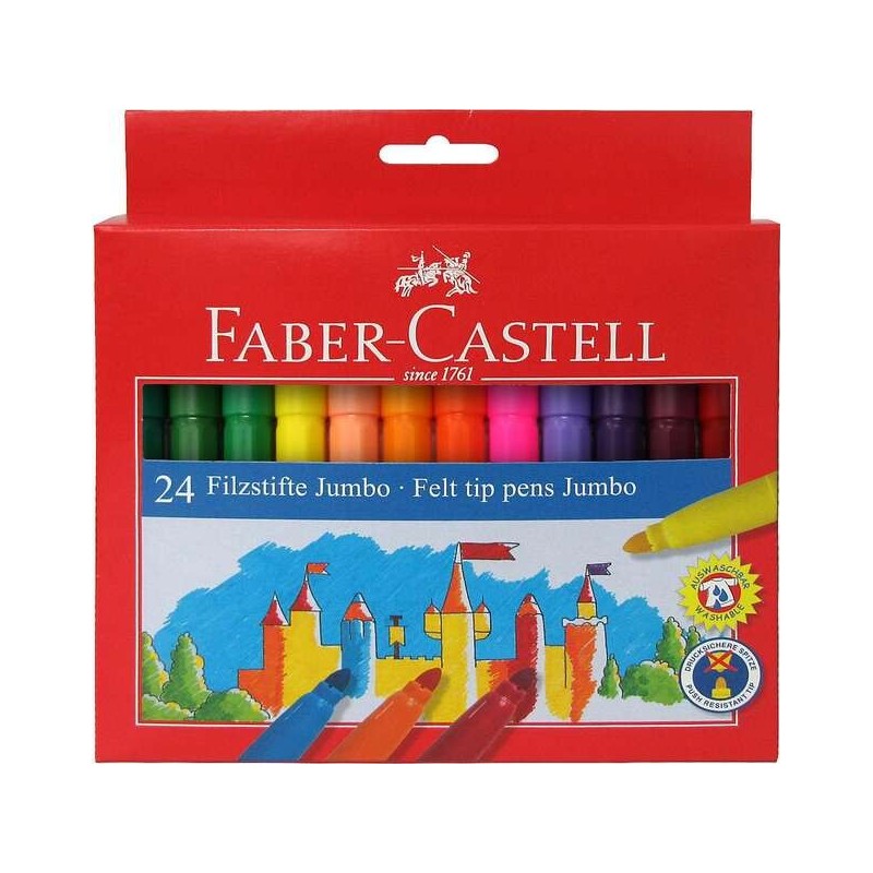 Faber-Castell Confezione Jumbo da 24 Pennarelli a Punta Spessa - Inch