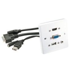 Lindy 60220 presa energia HDMI + VGA + USB A + 3.5mm Bianco