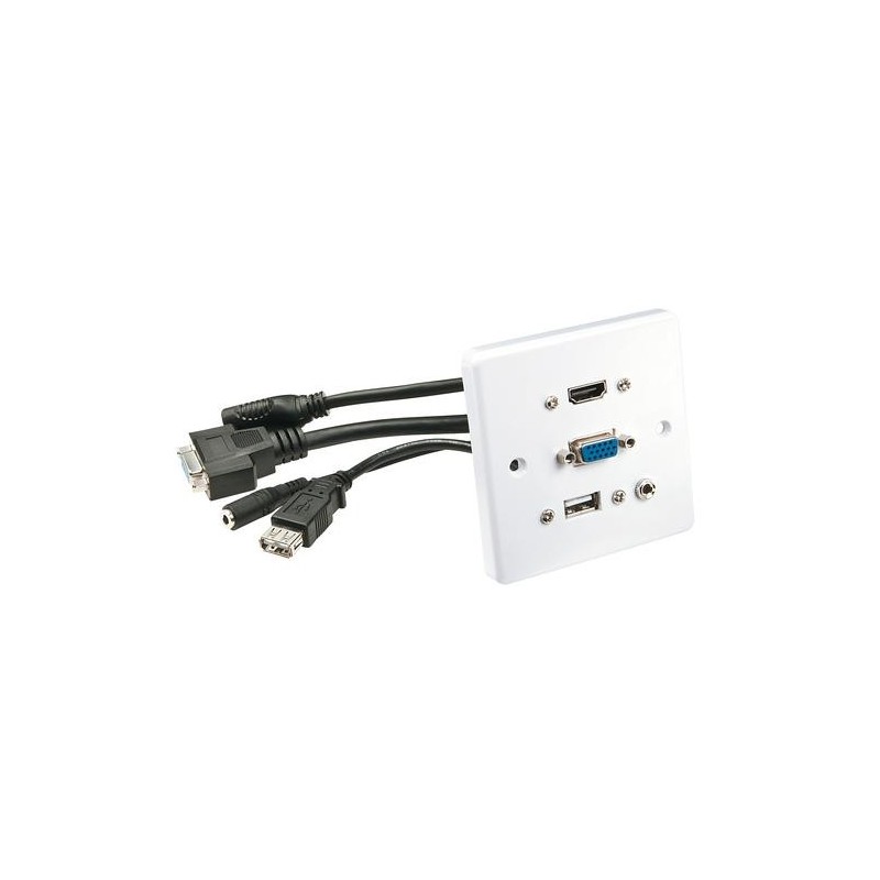 Lindy 60220 presa energia HDMI + VGA + USB A + 3.5mm Bianco