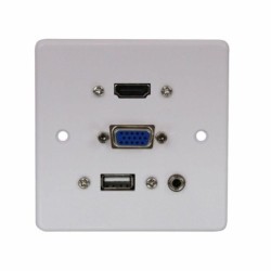 Lindy 60220 presa energia HDMI + VGA + USB A + 3.5mm Bianco