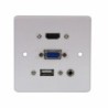 Lindy 60220 presa energia HDMI + VGA + USB A + 3.5mm Bianco