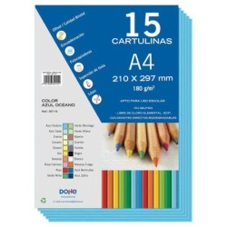 Cartoncino Dohe A4 - 15 fogli - Peso 180 g - Colori assortiti