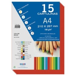 Cartoncino Dohe A4 - 15 fogli - Peso 180 g - Colori assortiti