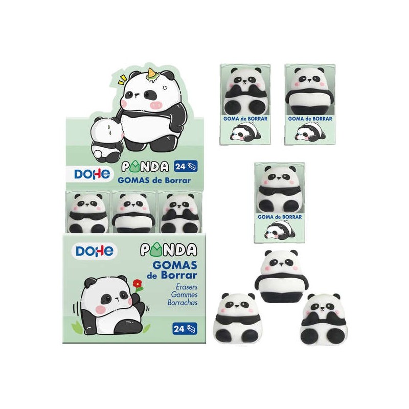 Dohe Espositore da 24 Gomme da Cancellare Panda - Realizzate in PVC -