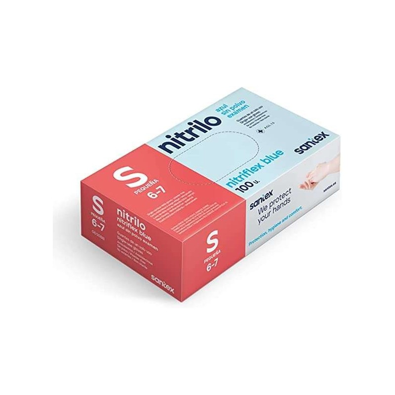 SANTEX Nitriflex Blu Pacco da 100 guanti in nitrile per test - 3,5 gr