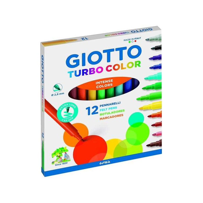 Giotto Turbo Color Confezione da 12 pennarelli - Punta fine 2,8 mm.- 