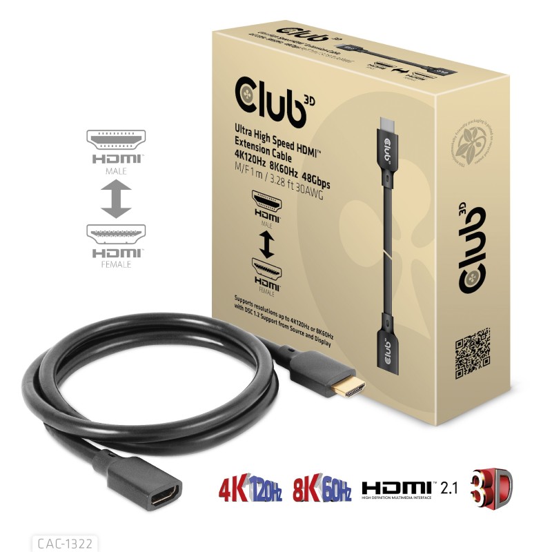 CLUB3D CAC-1322 cavo HDMI 1 m HDMI tipo A (Standard) Nero