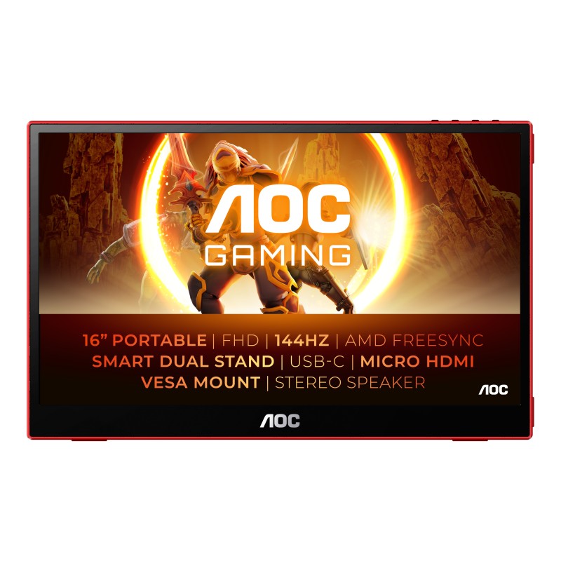 AOC 16G3 Monitor PC 396 cm 156 1920 x 1080 Pixel Nero Rosso AOC