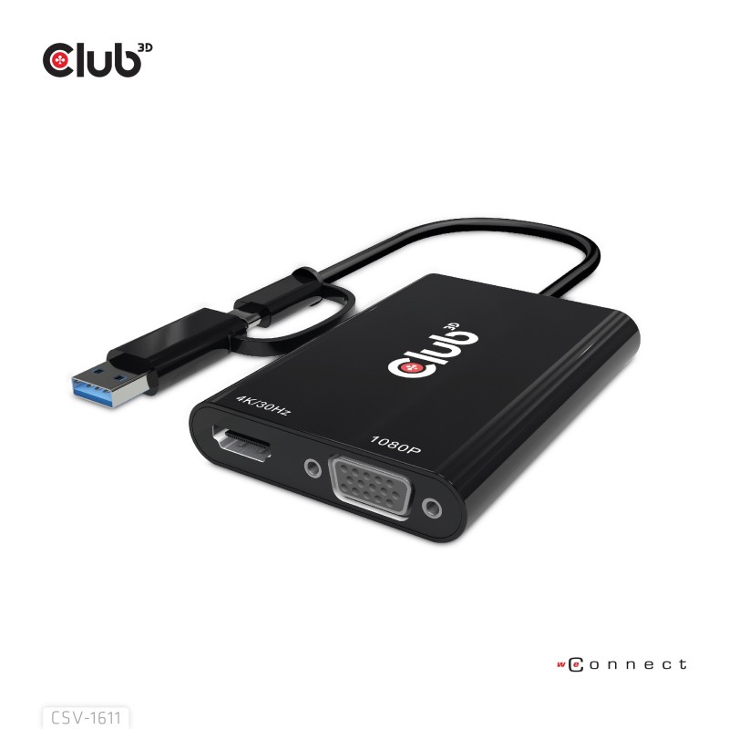 Splitter video da USB-C a 1xHDMI 1xVGA Club3D