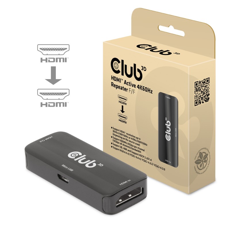 Adapter HDMI HDMI Club3D 4K60Hz aktiv