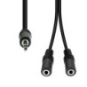 Mini-Jack 3-Pin to 2x 2-Pin Cable M-F Black 20cm