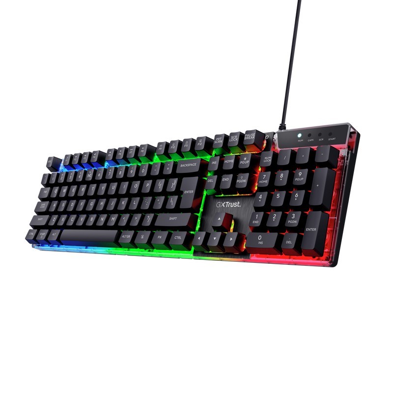 Trust GXT 835 Azor Tastatur Membran Regnbue LED Kabling Nordisk