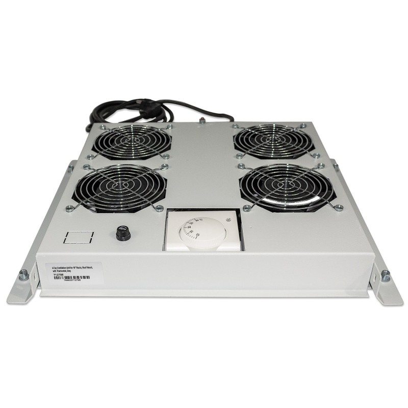 4-Fan Ventilation Unit for 19&quot; Racks - Roof Mount - with Thermostat -