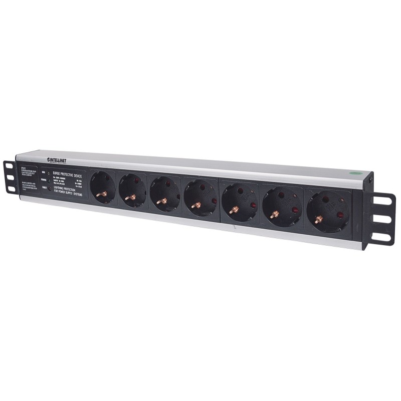 19&quot; 1.5U Rackmount 7-Way Power Strip - German Type&quot; - With Surge Prot